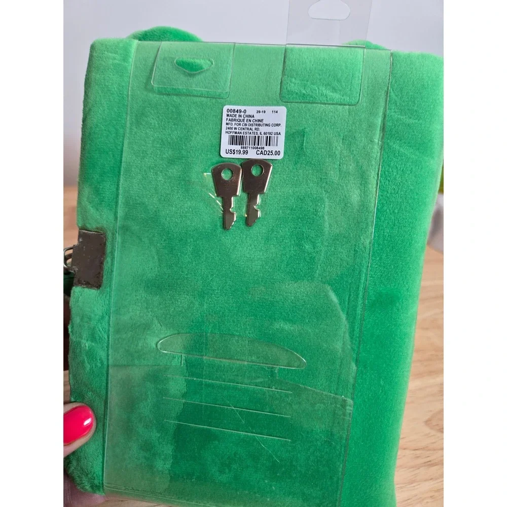 Claire's Plush Frog Bear Strawberry Milk Locking Journal Diary with Keys Green